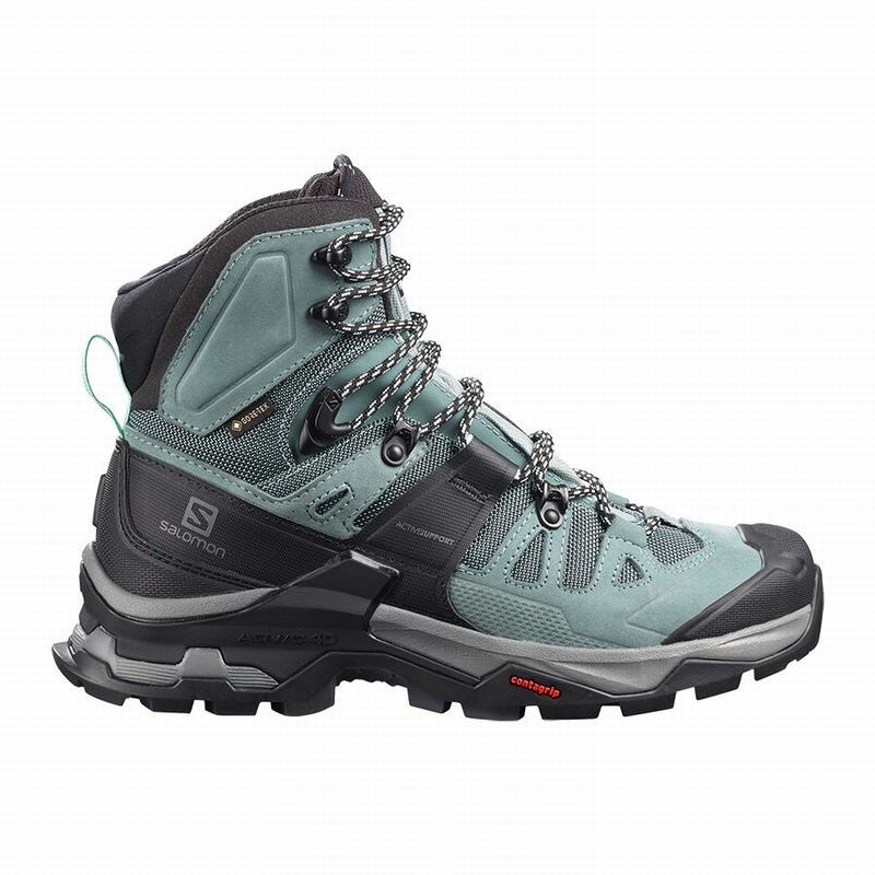 SALOMON QUEST 4 GORE-TEX Philippines - Women's Hiking Boots - Green/Blue | 739410-GNJ